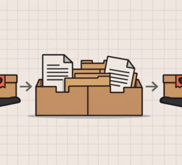 Ilustração de migração de documentos na troca de contador
