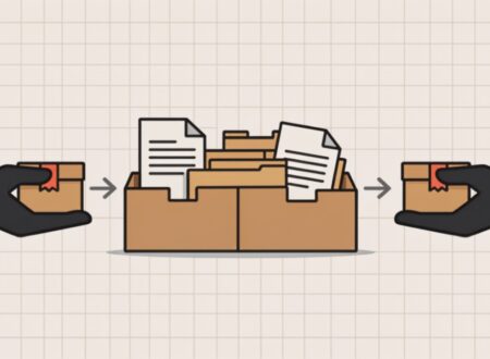 Ilustração de migração de documentos na troca de contador