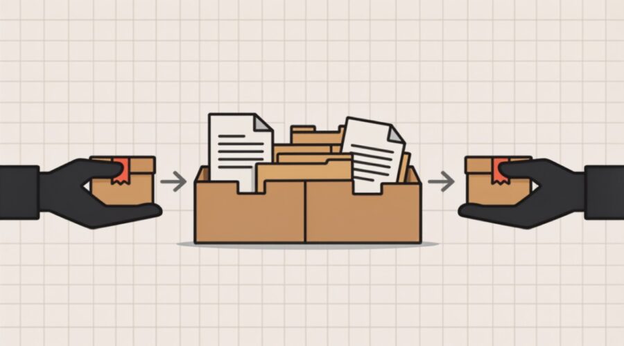 Ilustração de migração de documentos na troca de contador
