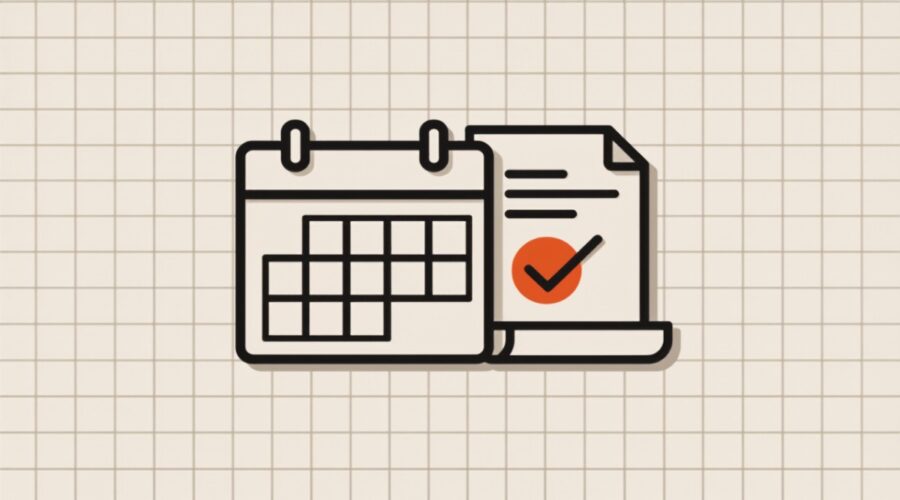 Ilustração de calendário e declaração anual do MEI com check