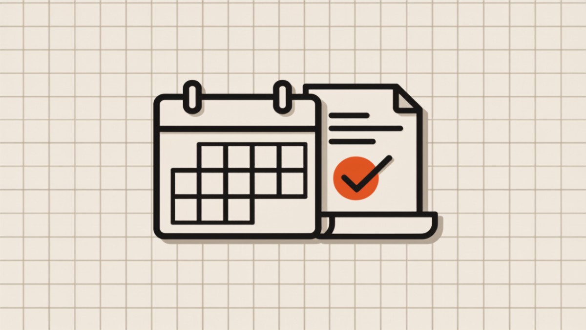 Ilustração de calendário e declaração anual do MEI com check