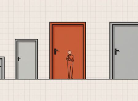 Ilustração comparando MEI, SLU e LTDA como três portas de tamanhos diferentes