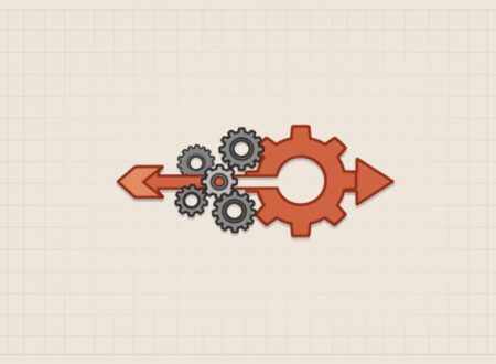 Ilustração de engrenagens antigas dando lugar a uma engrenagem nova