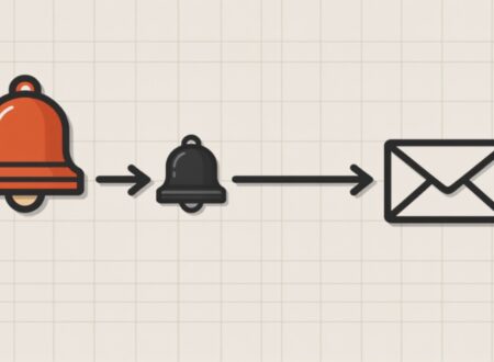 Ilustração de sinos de notificação em sequência de régua de cobrança