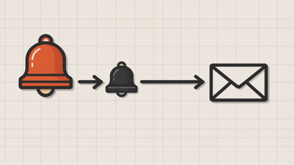 Ilustração de sinos de notificação em sequência de régua de cobrança